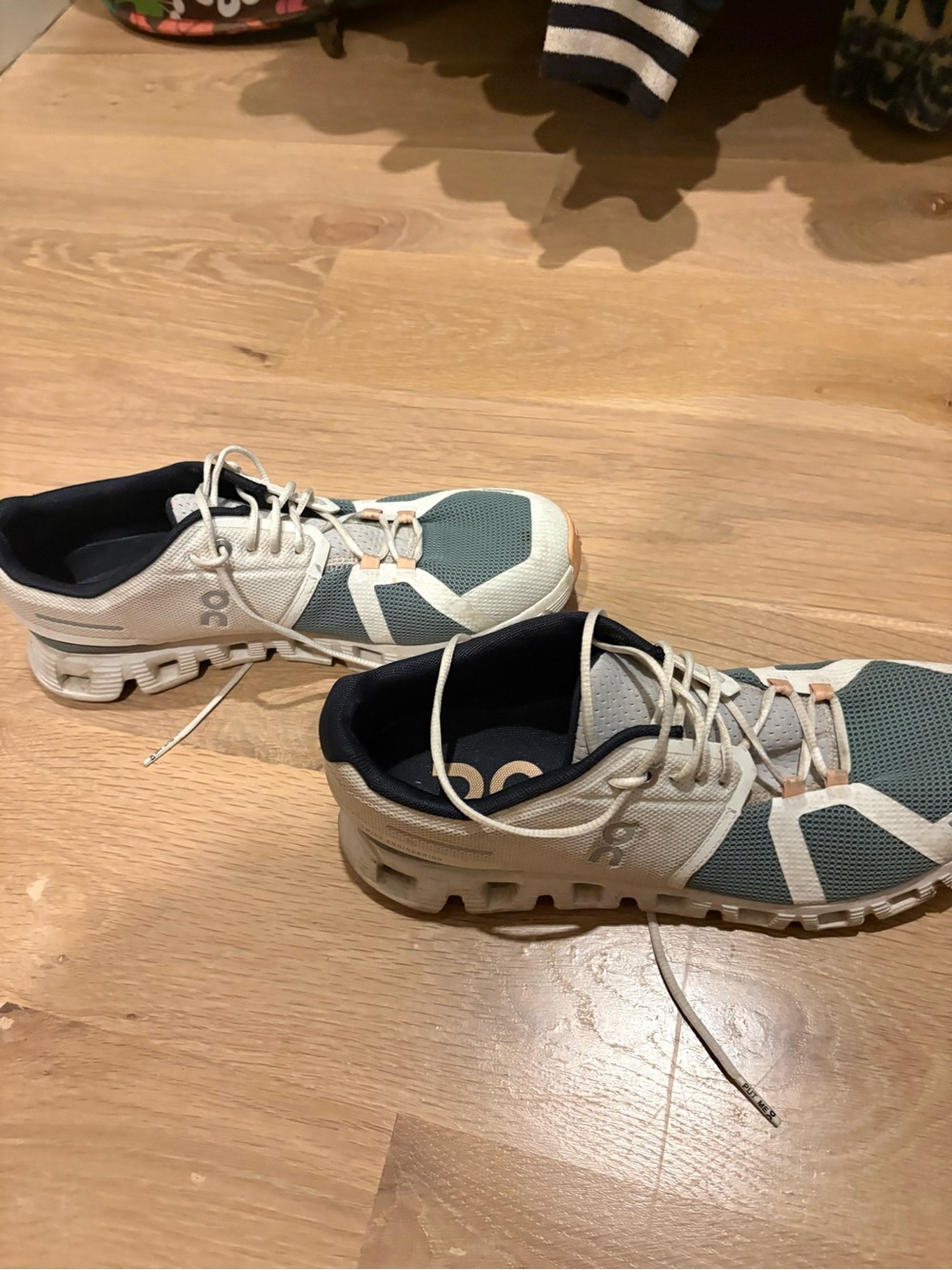 On Running Navy and Cream Lace-Up Running Shoe